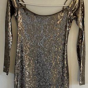 Silver Sequin Exress Dress Metallic, slightly worn